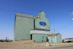 A grain elevator operated by Agricore, located in Foremost, Alberta, Canada
