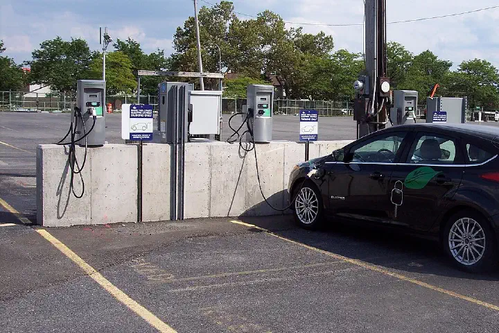 Ford car charging at an Electric car charging station within the Buffalo medical campus in Buffalo New York