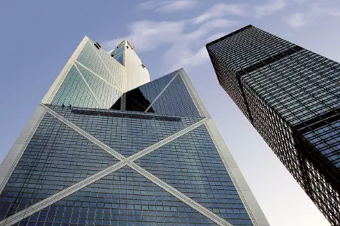 Vitals Height: 367.4 metres Floors: 70 Architect: I.M. Pei The prism-like façade of the 367.4m Bank of China Tower has become one of Hong Kong