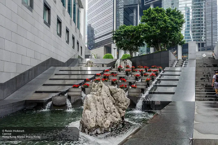 Bank of China Tower outside water features