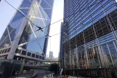 Des Voeux Road Central, Hong Kong, seen from a tram, November 2021.