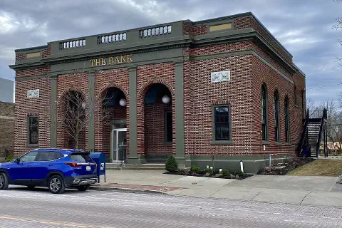 The former Bank of East Aurora building at 649 Main Street in East Aurora, New York, as seen in February 2023