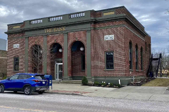 The former Bank of East Aurora building at 649 Main Street in East Aurora, New York, as seen in February 2023