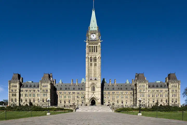 The Centre Block, Canadian Parliament building, with the Peace Tower in front, Ottawa, Southern Ontario