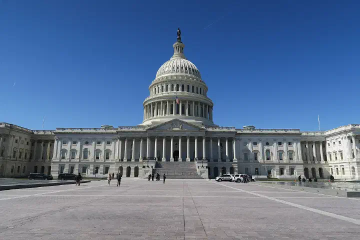The United States Capitol's East Front in Washington, D.C., United States, viewed straight-on from the east