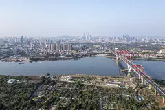 The Guangzhou skyline, seen from Panyu District.