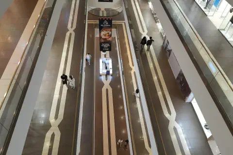The interior of a shopping mall