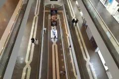 The interior of a shopping mall.