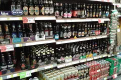 Shelves of beer at a Morrisons supermarket on October 2, 2013.