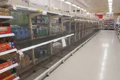 Empty supermarket shelves in Australian supermarket during 2019–20 coronavirus pandemic in Australia