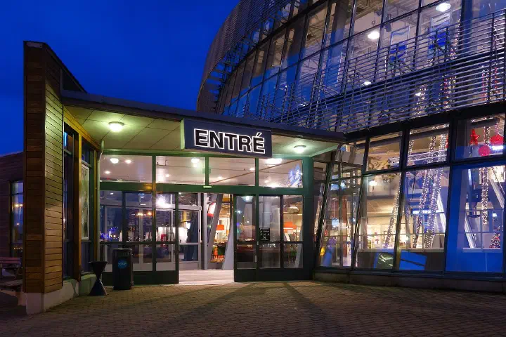 Entrance at the west part of Torp shopping mall outside Uddevalla, Sweden