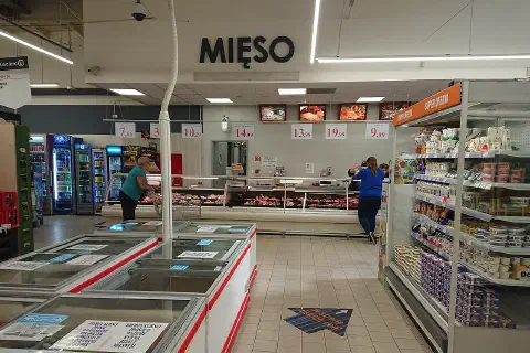 Interiors of E.Leclerc supermarket in Malbork, Poland