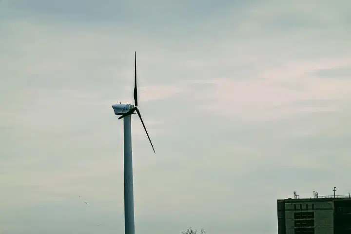 SIMS Metal Management - Wind Turbine in Sunset Park, Brooklyn, NYC, looking ESE