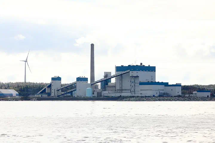 Point Aconi Generating Station seen from the Cabot Strait off of Cape Breton Island, Nova Scotia, Canada