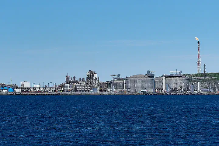 Liquefied natural gas LNG terminal Melkoya close to Hammerfest