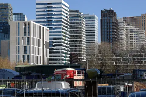 Part of the skyline of the Amsterdam business district Zuidas in 2021