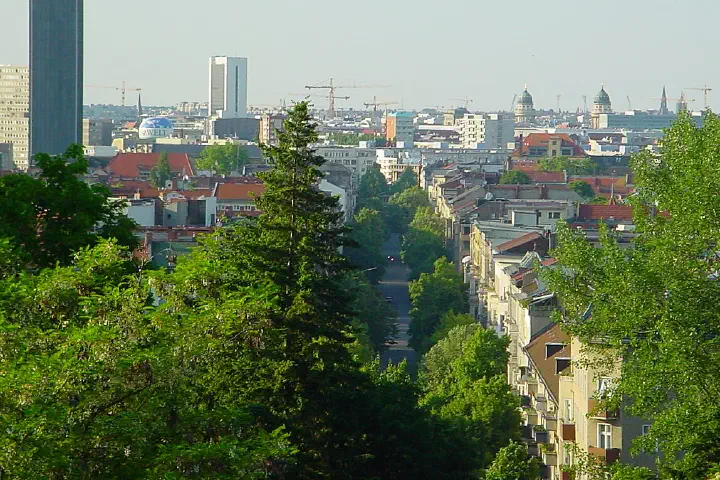 Skyline of Berlin, taken from the en:Viktoriapark