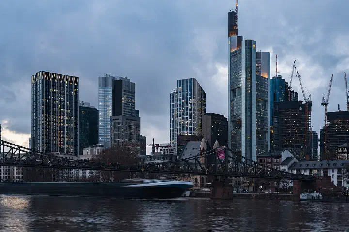 View across the Main to the Skyline of Frankfurt