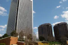The Federal Reserve building and Riverfront Plaza, as seen from Tredegar Street