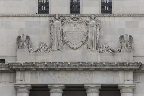 Entrance to the 1920 Federal Reserve Bank building in Dallas, Texas