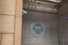 Surveillance camera outside the Federal Reserve Bank of Minneapolis in Minneapolis, Minnesota