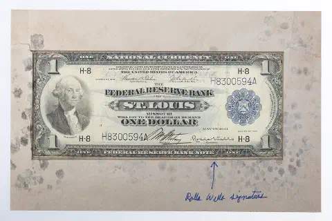 Currency certificate from the Federal Reserve Bank signed by Rolla Wells