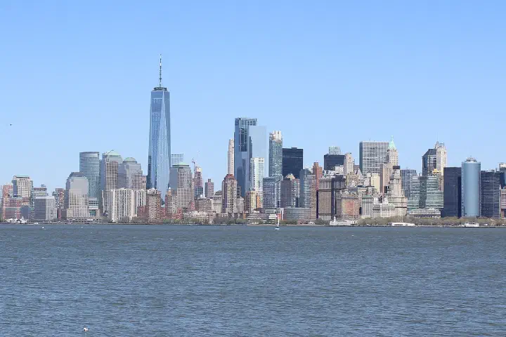 The Lower Manhattan skyline from Liberty Island.