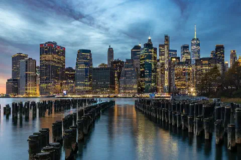 Lower Manhattan, seen from Brooklyn Bridge Park Greenway