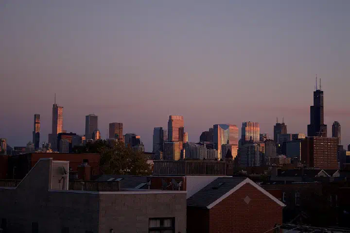 Chicago Loop Skyline at Sunset