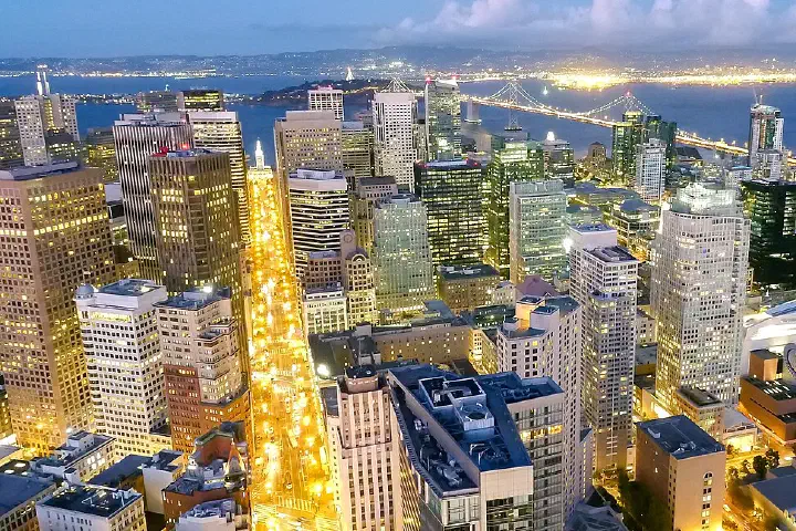 Night-time Long Exposure of San Francisco Financial district