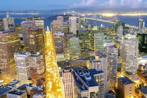 Night-time Long Exposure of San Francisco Financial district