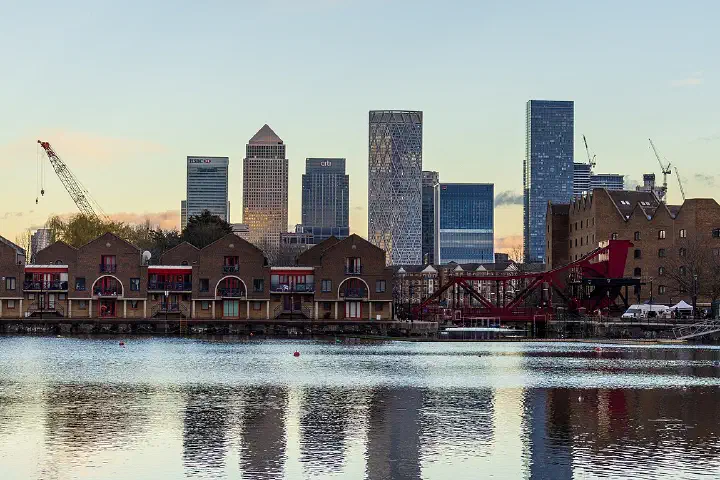 Canary Wharf viewed from Shadwell Basin, London