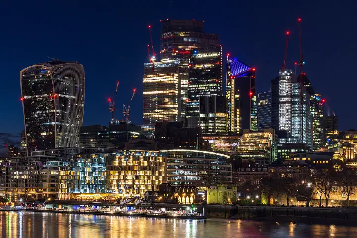 City of London skyscrapers viewed from Tower Bridge
