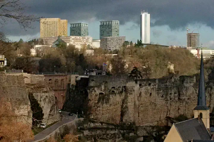 Vue depuis la "Corniche" sur la partie ouest du Kirchberg