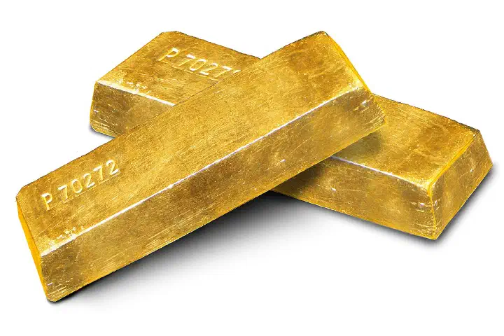 Gold Ingots on white background
