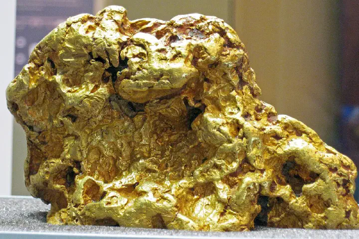 Gold nugget from Australia. (public display, Field Museum of Natural History, Chicago, Illinois, USA)