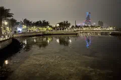 The Jeddah Corniche at night.