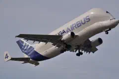 An Airbus Beluga transport aircraft at Toulouse-Blagnac, July 2014.