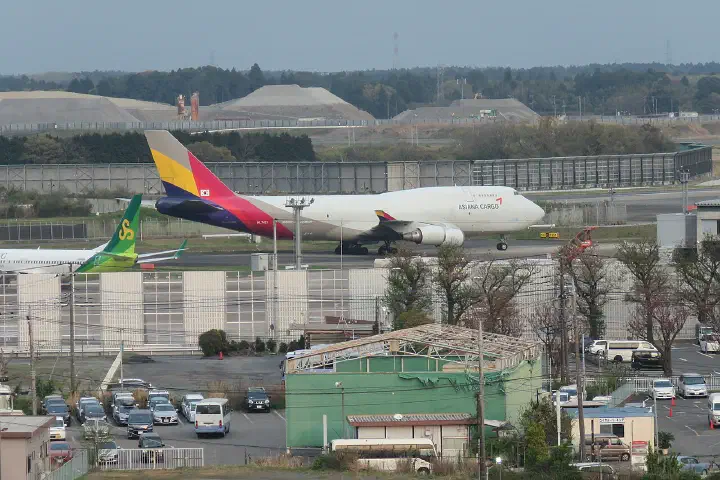 The Asiana Cargo Boeing B747 HL7421 taxiing at Narita Airport, Japan