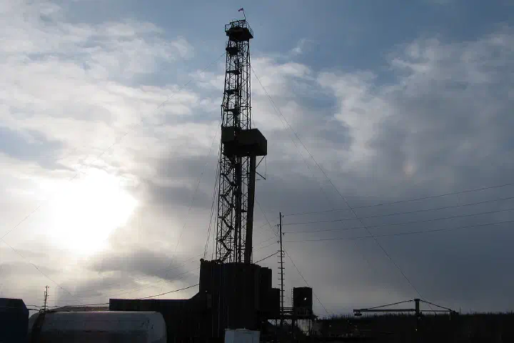 Kordinskaya oil exploration drilling rig in Evenkiysky District in the evening