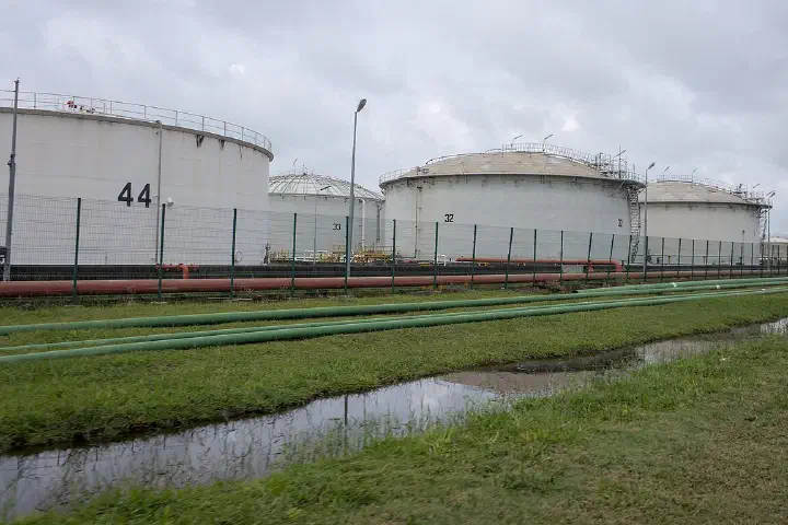 Storage tanks at the Seria Crude Oil Terminal