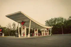 The canopy of the Canadian Tire gas bar at Southdown and Bromsgrove roads in Mississauga, a landmark since the late 1960s.