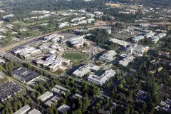 Microsoft's west campus in Redmond, Washington, seen from about 1,500 feet, looking southeast.
