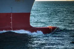 The British-managed container ship Los Angeles Trader departing Fremantle Port on December 15, 2015.