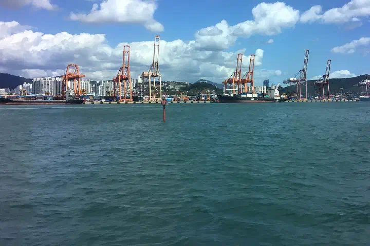 View of Busan Port from a boat coming from Hakata