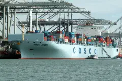 The Cosco Ningbo at the Amazone harbour, Port of Rotterdam, April 17, 2006.
