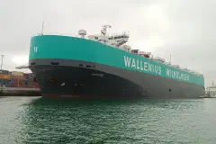 The car carrier Elektra in the port of Casablanca, Morocco.