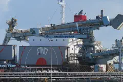 The bulk carrier Crimson Princess and a ship loader at Kwinana Bulk Jetty, Western Australia.
