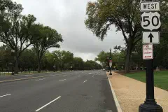 Looking west along Constitution Avenue NW at 17th Street in Washington, D.C.