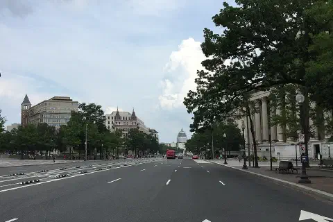 View southeast along Pennsylvania Avenue from 9th Street NW in Washington, DC